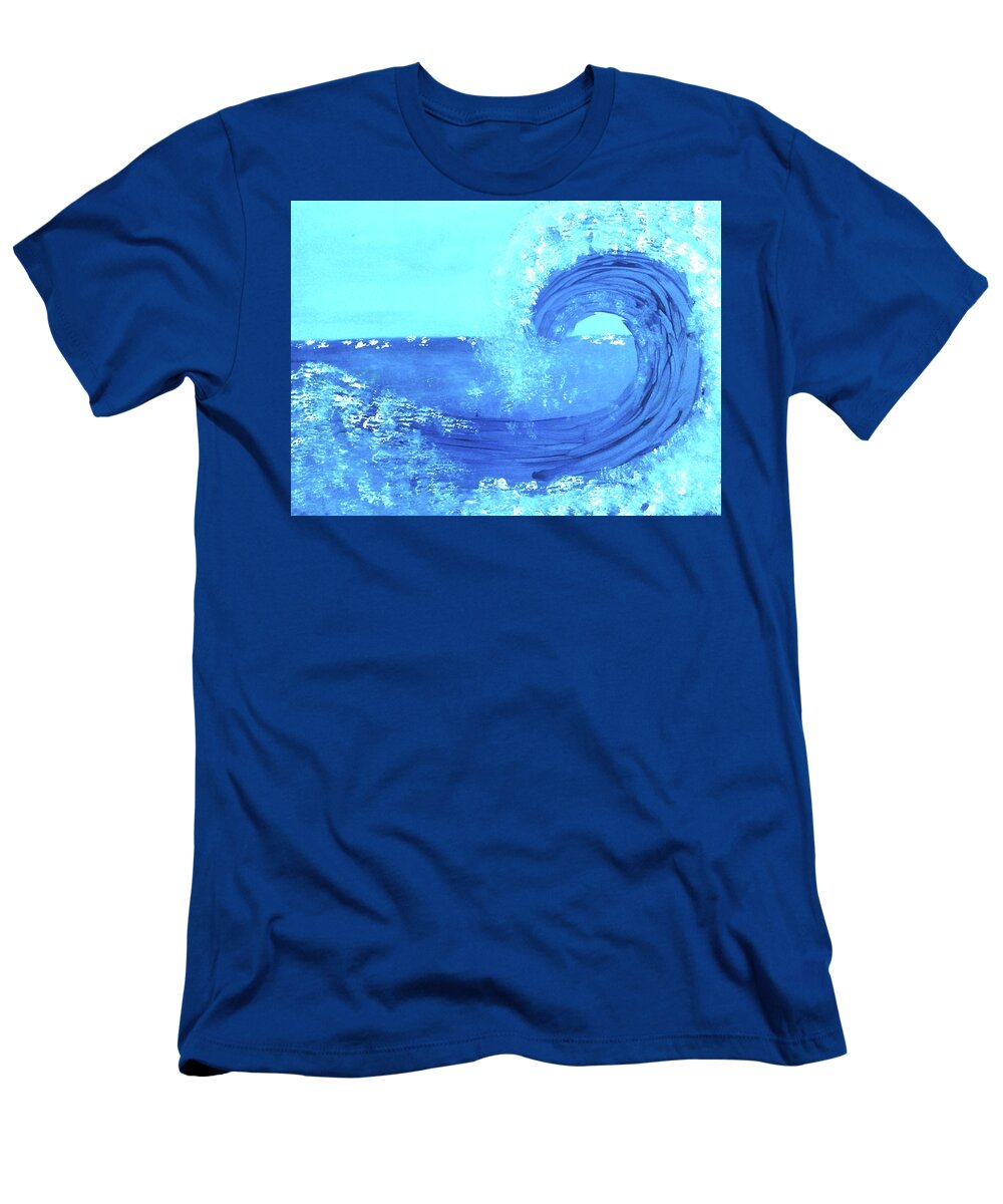 Blue T-Shirt featuring the painting BlueWave by Anna Adams