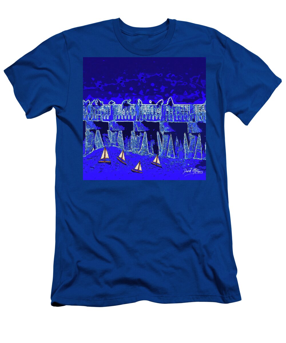 Boats T-Shirt featuring the digital art Boats At The Pier by David McKinney