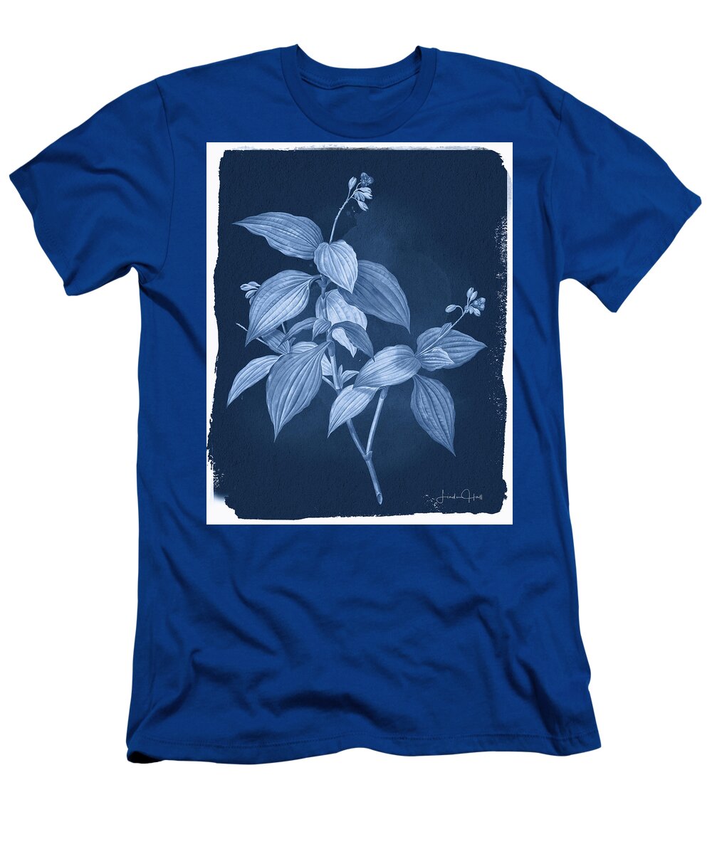 Digital T-Shirt featuring the digital art Botanical Cyanotype Series No. One by Linda Lee Hall