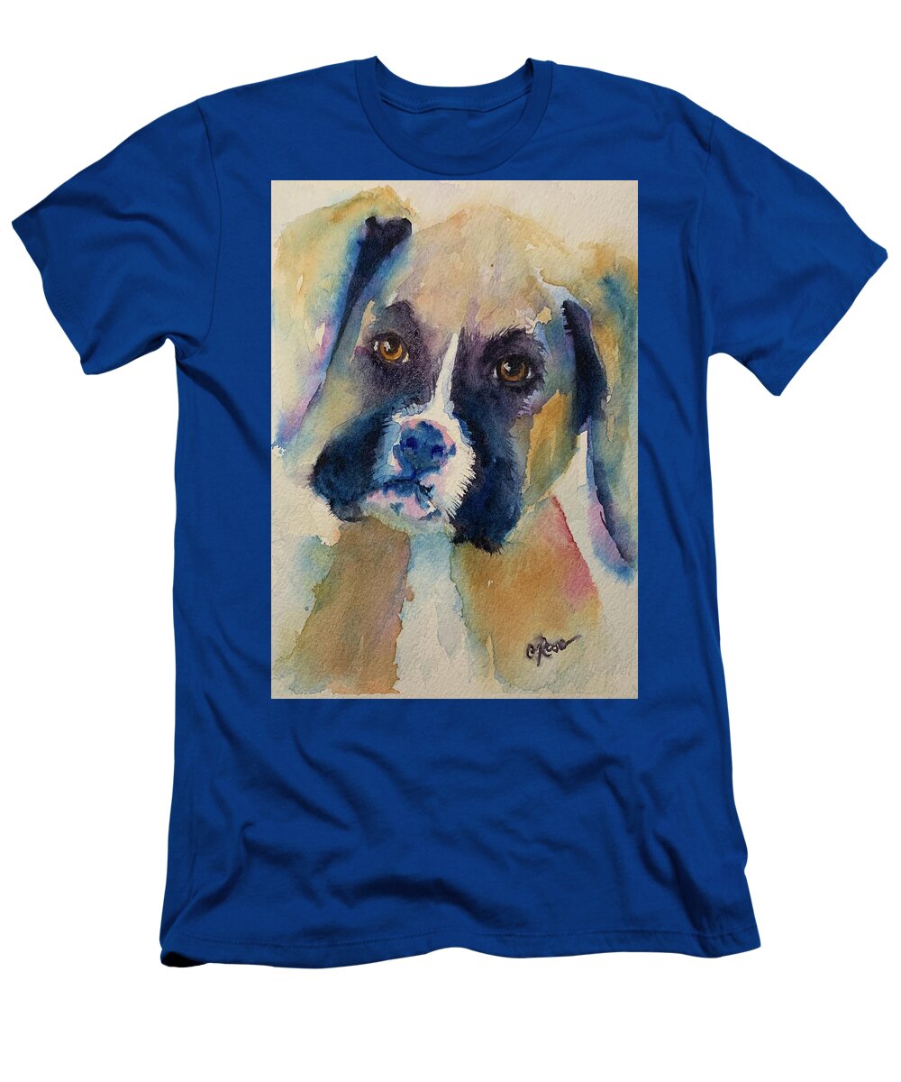 Watercolor T-Shirt featuring the painting Boxer Puppy by Christine Marie Rose