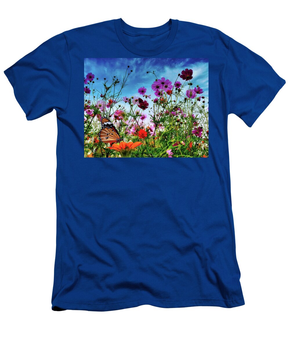Wildflowers T-Shirt featuring the digital art Butterfly Garden by Norman Brule