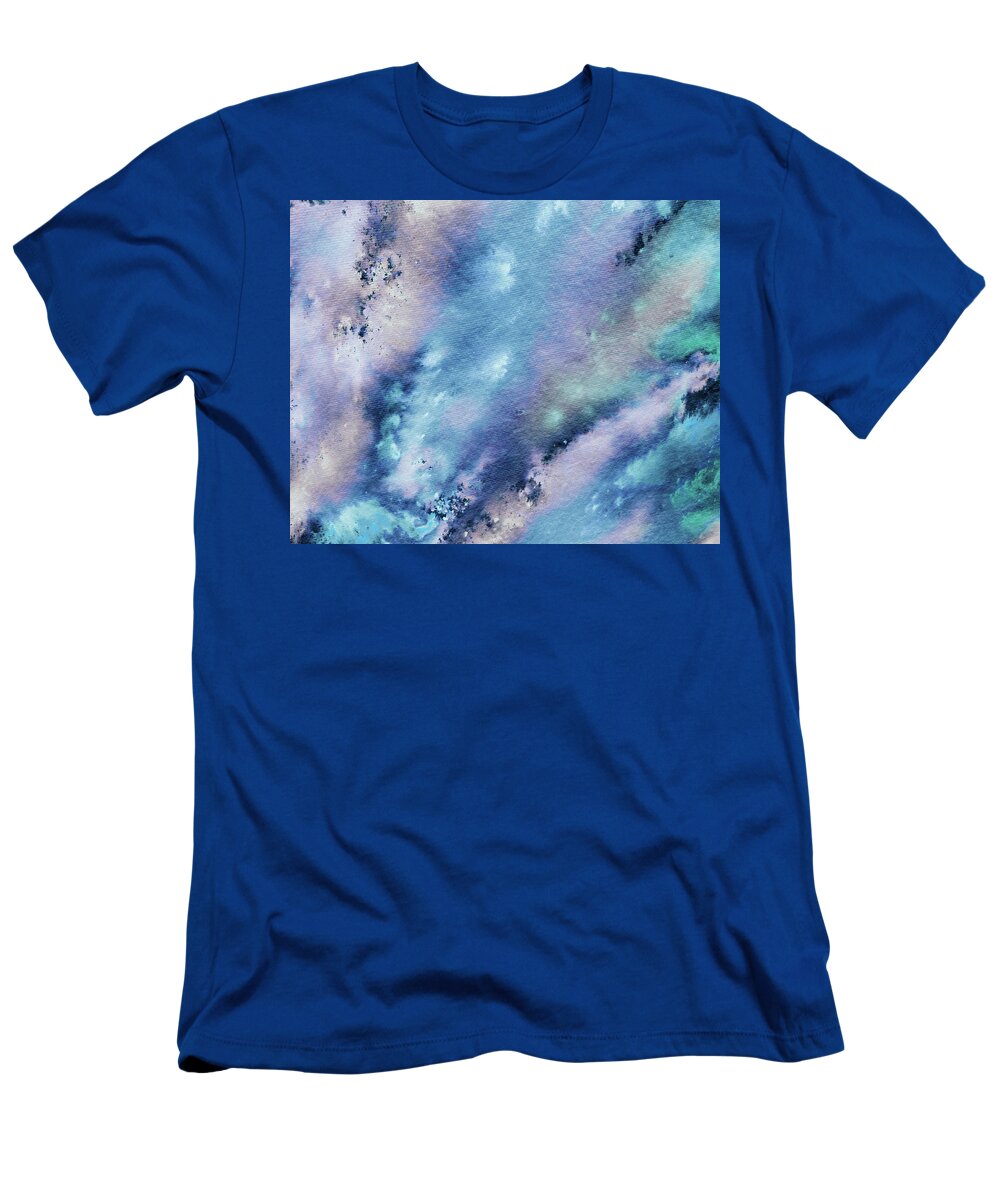 Abstract Watercolor T-Shirt featuring the painting Calm Cool Soft Blues Abstract Splash Of Watercolor by Irina Sztukowski