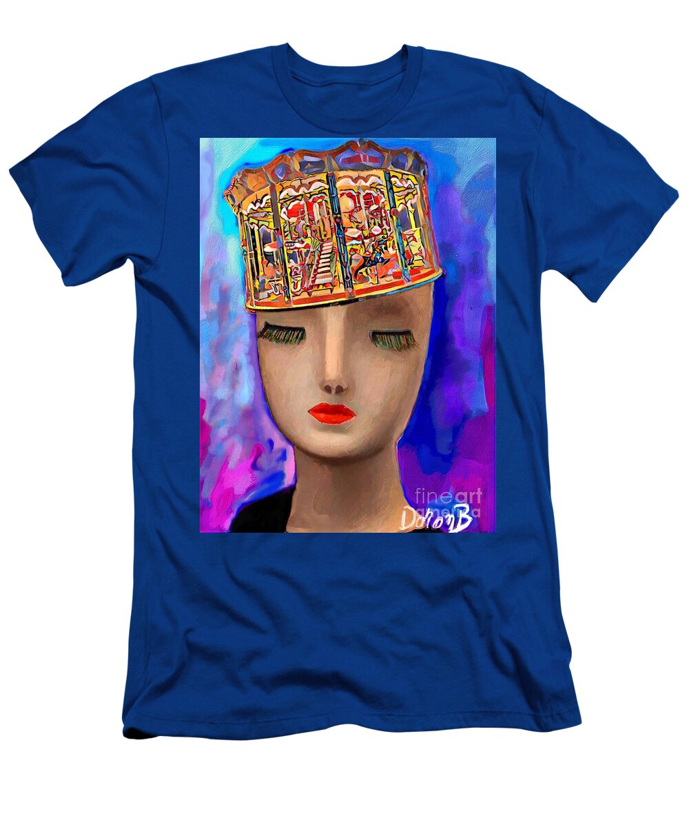 Carrousel T-Shirt featuring the digital art Carousel hat girl by Doron B
