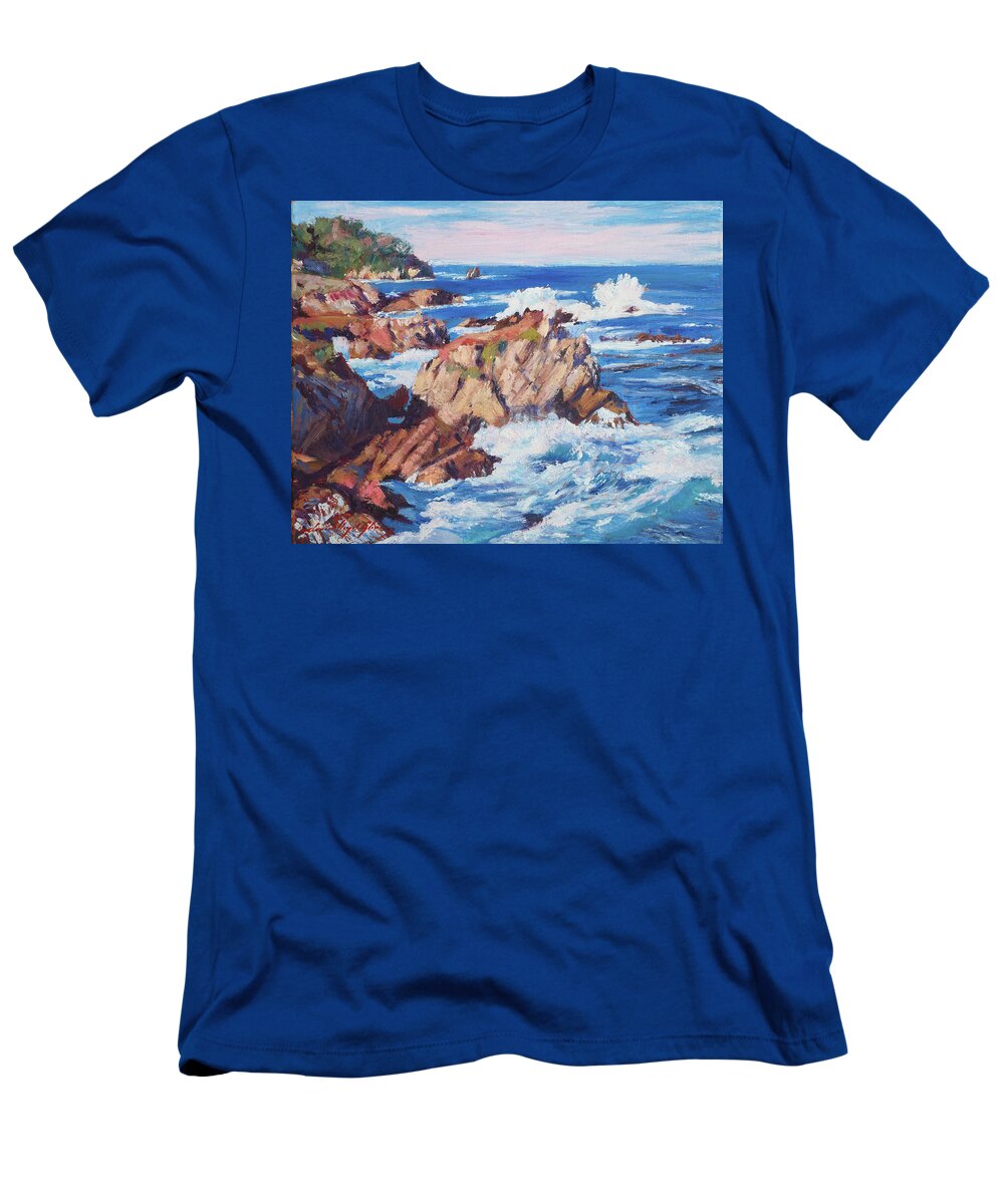 Landscape T-Shirt featuring the painting Central Coast At Carmel by David Lloyd Glover