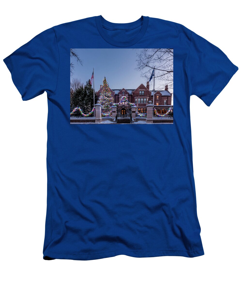 Christmas T-Shirt featuring the photograph Christmas Lights Series #6 - Minnesota Governor's Mansion by Patti Deters