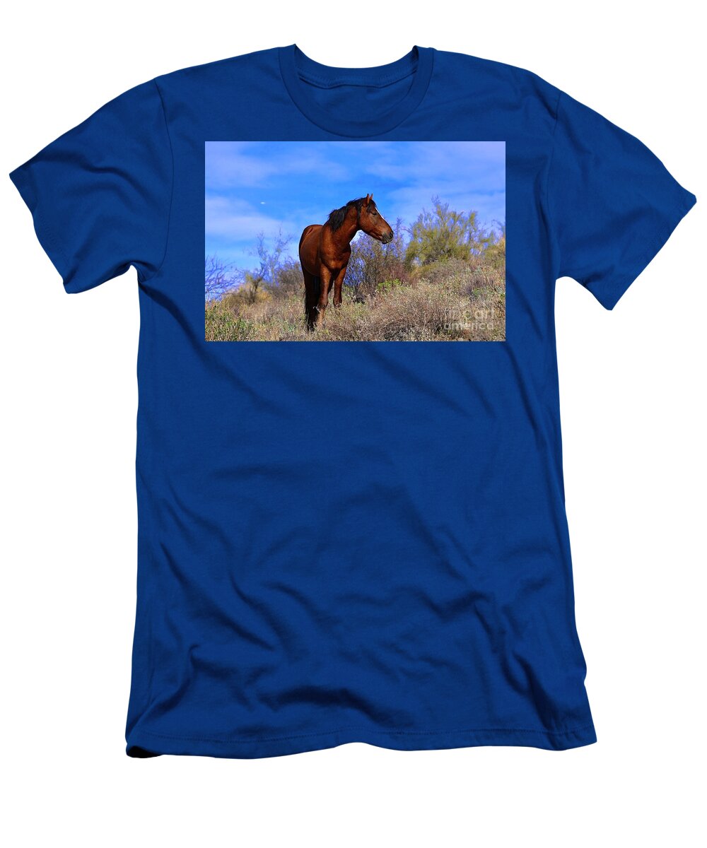 Salt River Wild Horse T-Shirt featuring the digital art Chillin by Tammy Keyes