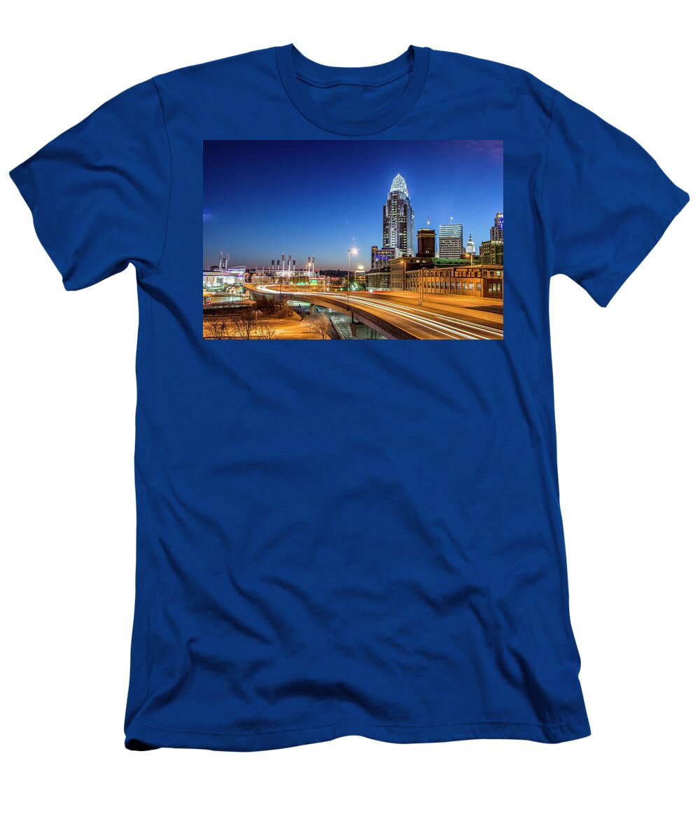Town T-Shirt featuring the photograph Cincinnati Ohio Long Exposure by Dave Morgan
