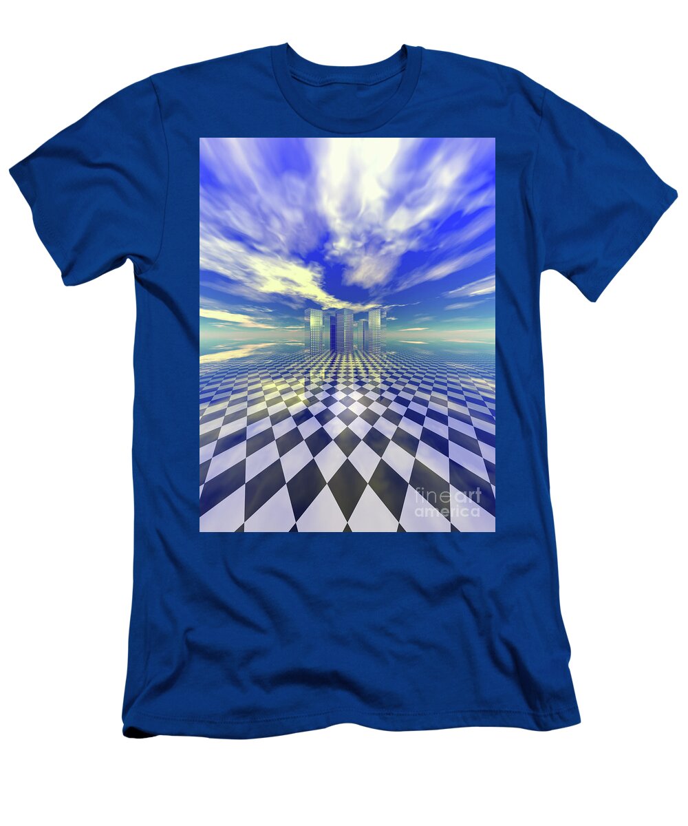 Digital Art T-Shirt featuring the digital art City in the Clouds by Phil Perkins