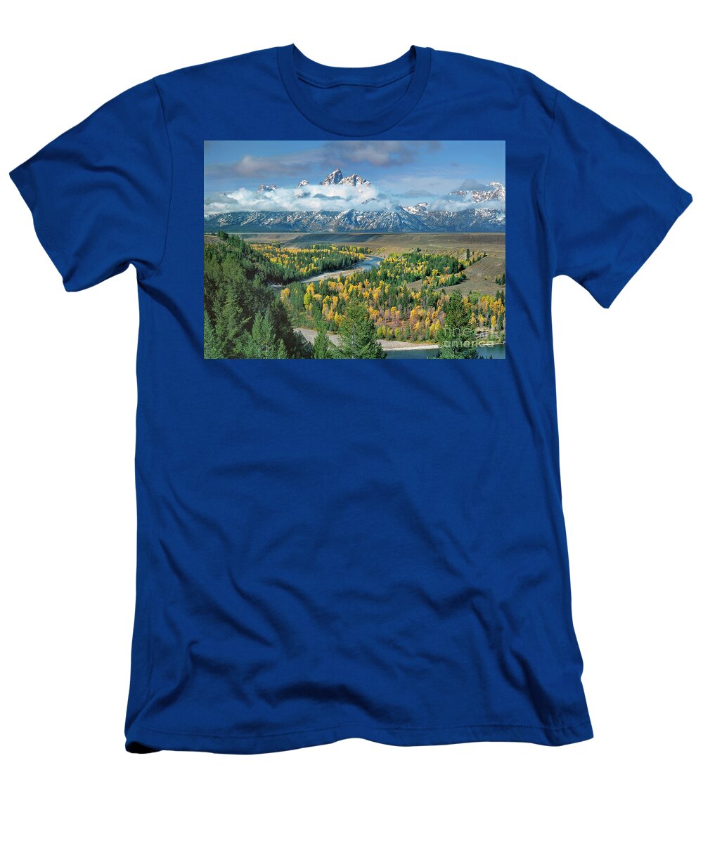 Dave Welling T-Shirt featuring the photograph Clearing Storm Snake River Overlook Grand Tetons Np by Dave Welling