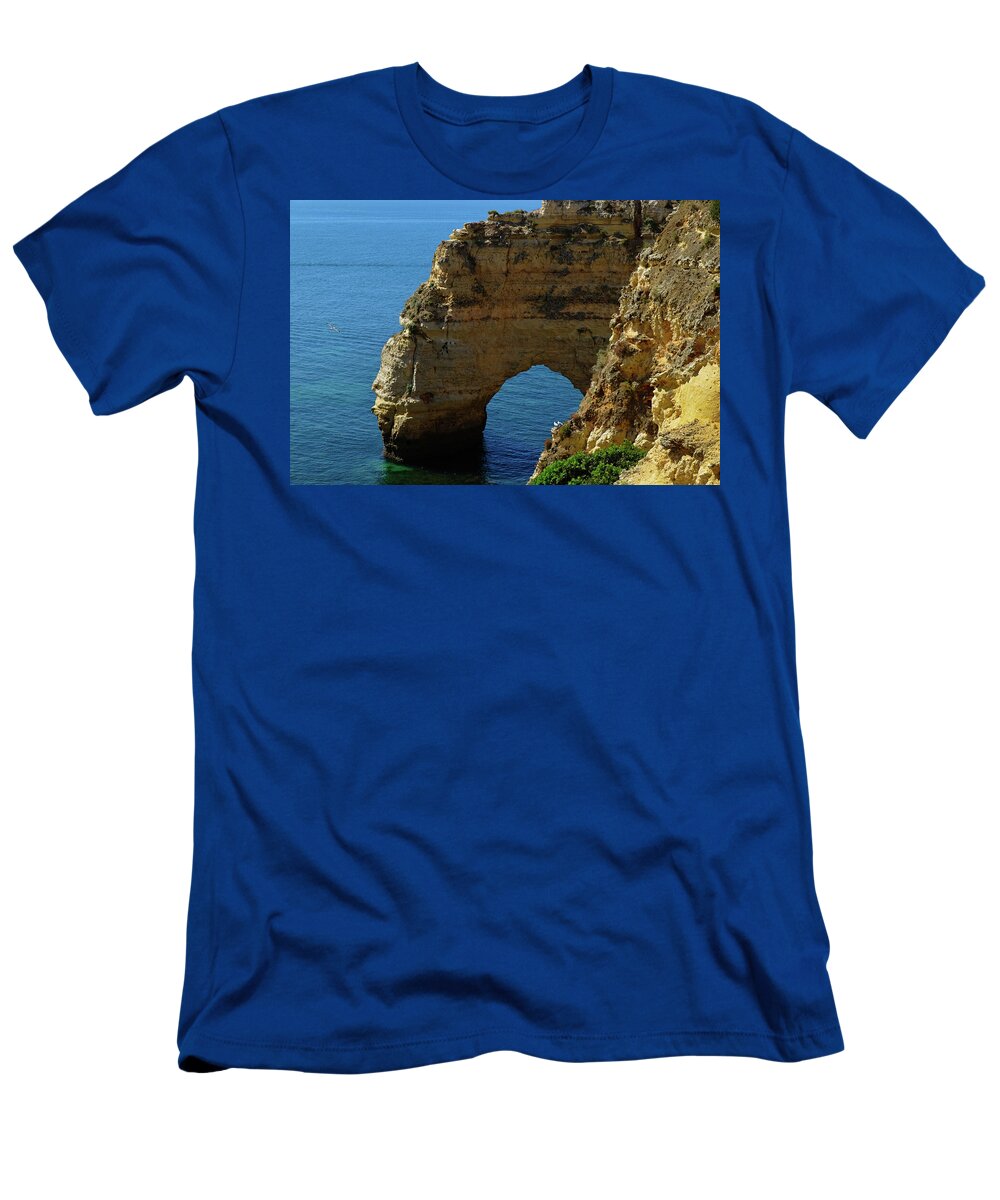 Marinha Beach T-Shirt featuring the photograph Cliffs Arch in Praia da Marinha by Angelo DeVal