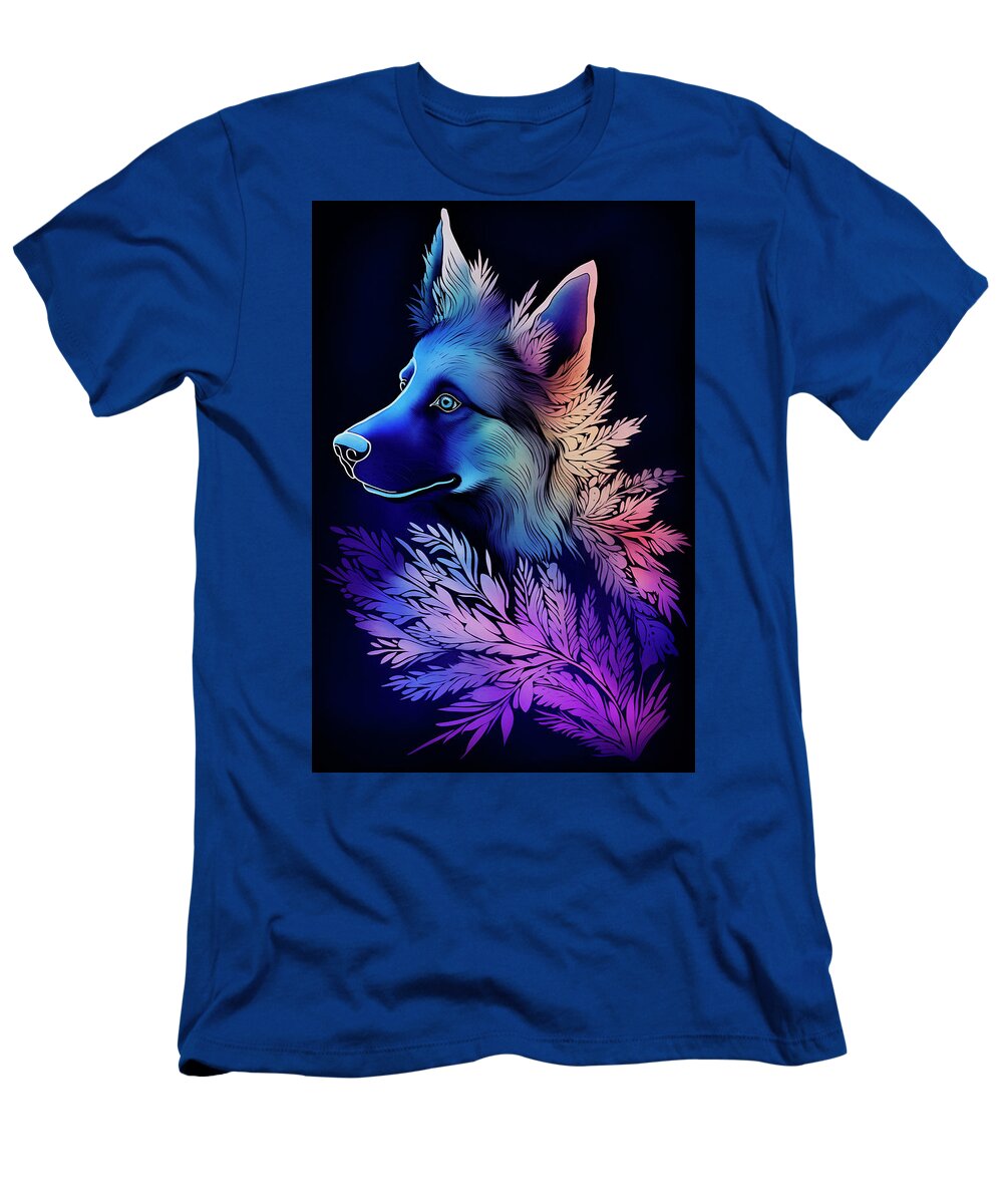 German Shepherd Dog T-Shirt featuring the digital art Colorful Art Of A German Shepherd 2 by Angie Tirado