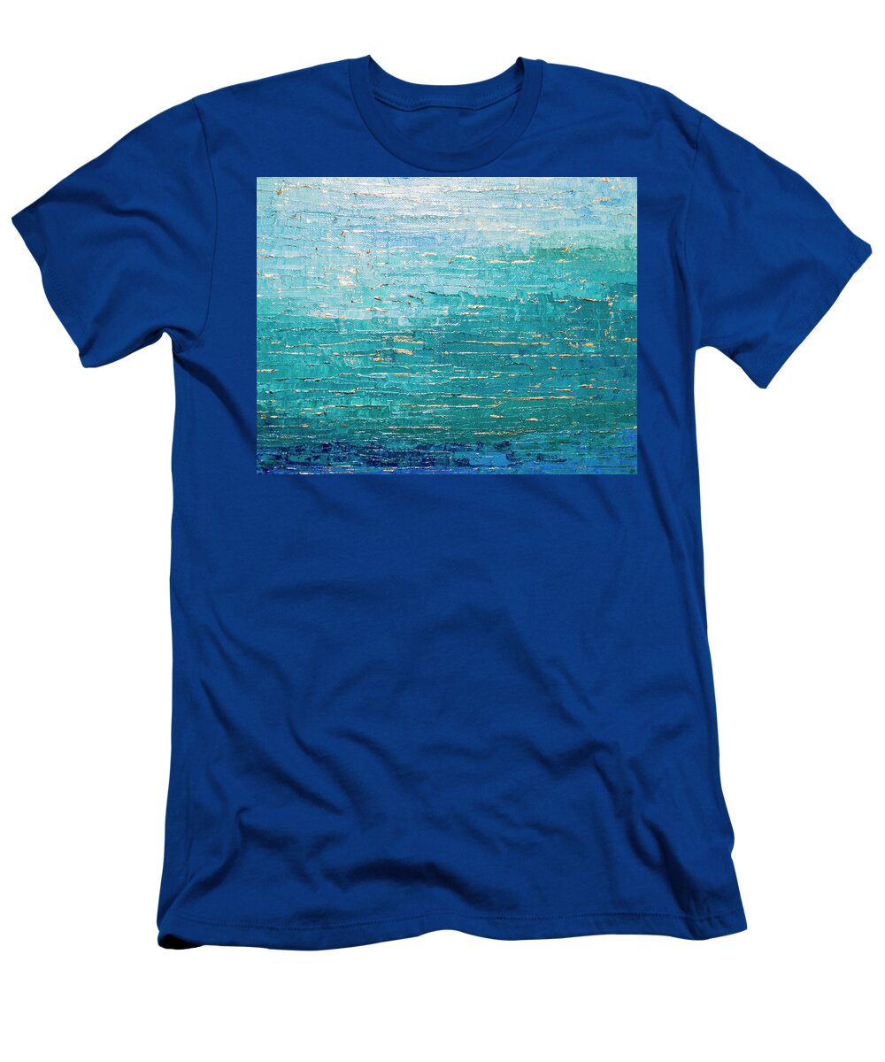 Blue T-Shirt featuring the painting Cooled Blues by Linda Bailey