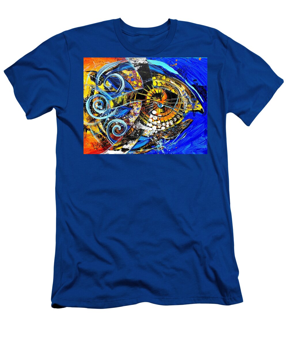 Fish T-Shirt featuring the painting CrossOver Fish by J Vincent Scarpace