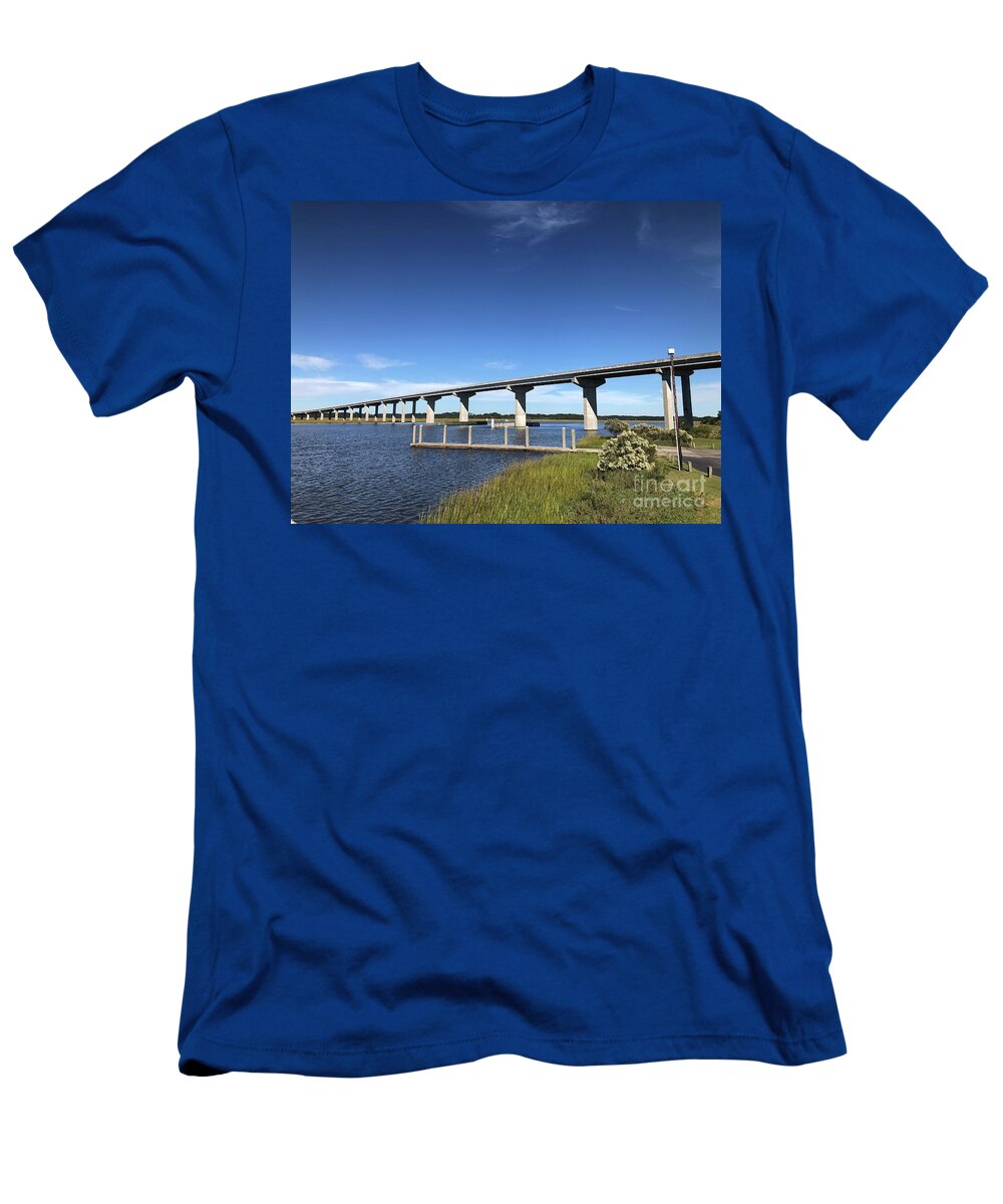 Bridge T-Shirt featuring the photograph Dawhoo Bridge to Edisto Island by Catherine Wilson