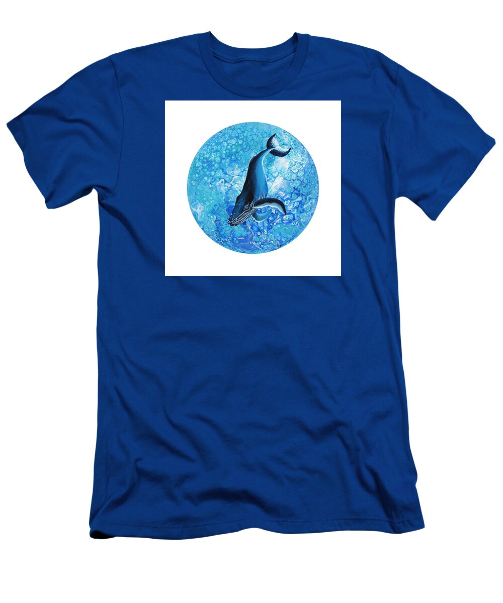 Animal T-Shirt featuring the painting Diving Humpback on White by Darice Machel McGuire