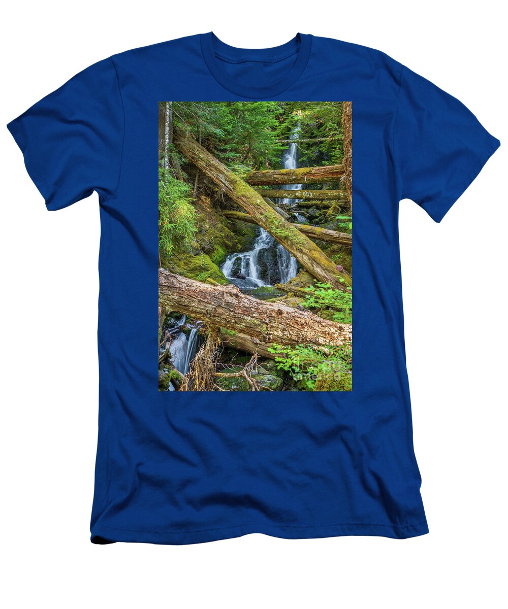 National Park T-Shirt featuring the photograph Donohue Creek Falls by Nancy Gleason