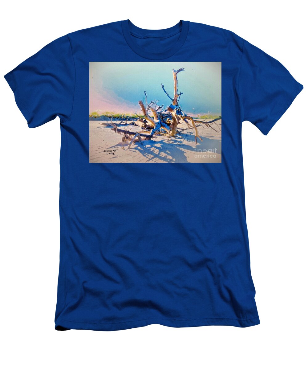 Sand T-Shirt featuring the photograph Driftwood Beach Art by John Anderson