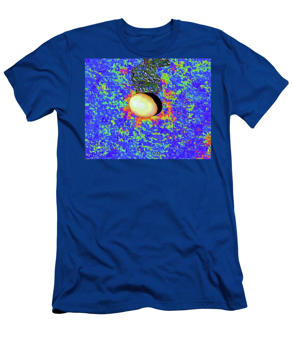 Food T-Shirt featuring the photograph Egg On Blue by Andrew Lawrence