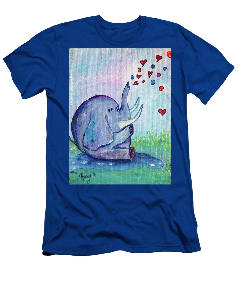 Elephant T-Shirt featuring the painting Elephant Love by Roxy Rich