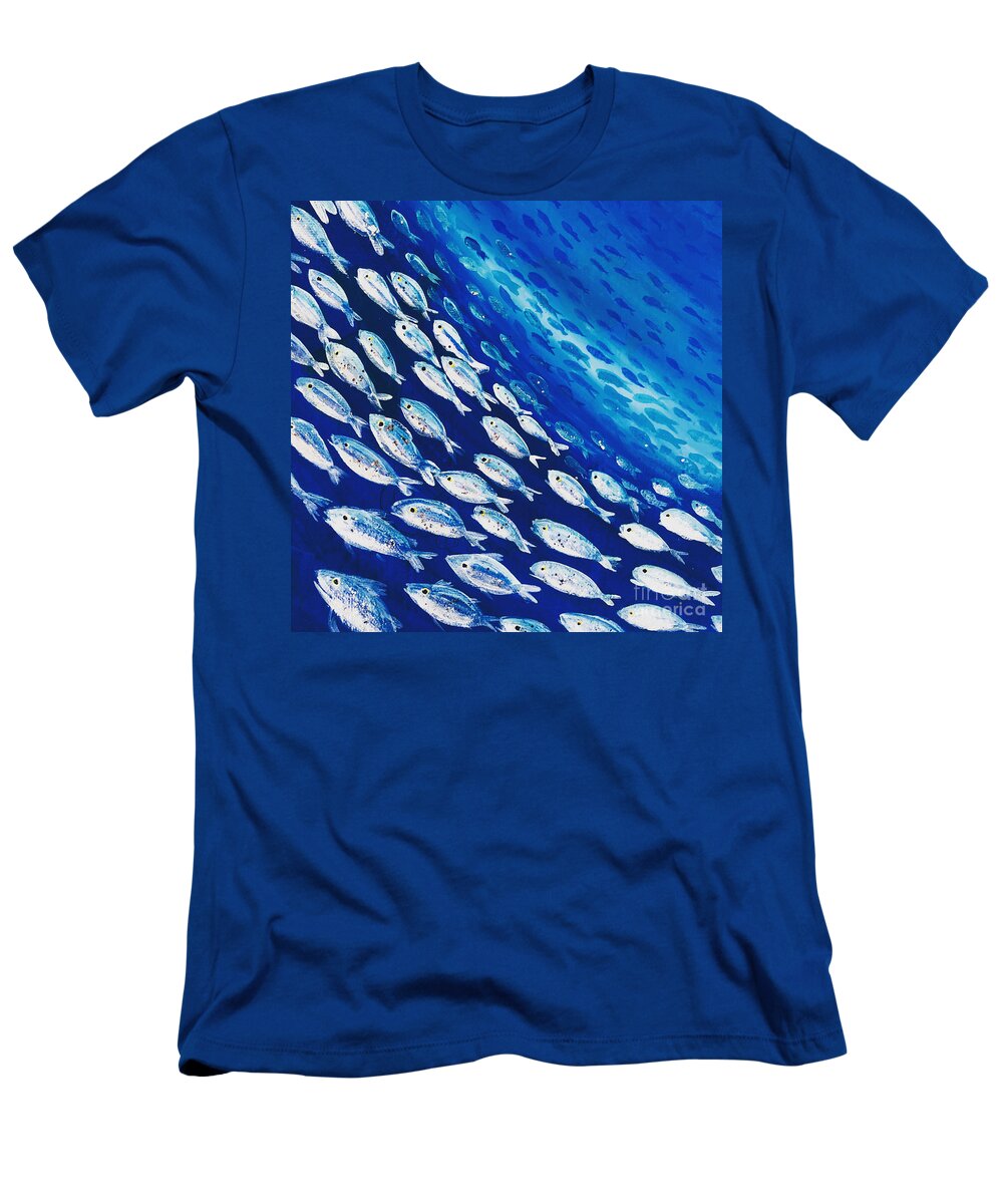 Fish-swirl T-Shirt featuring the painting Fish Swirl by Midge Pippel