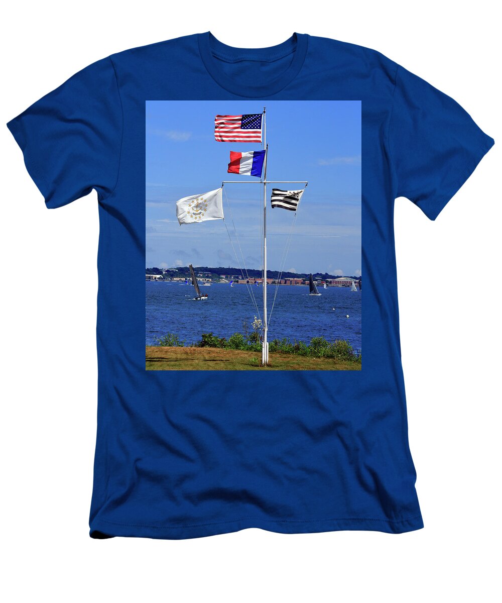 Flag T-Shirt featuring the photograph Flags by the Bay by Jim Feldman