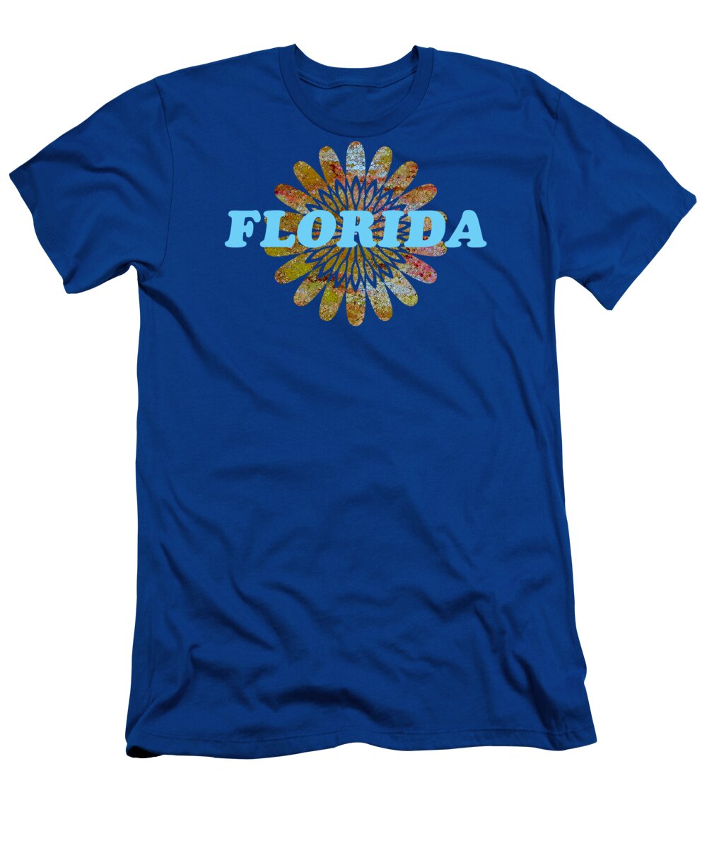 Florida T-Shirt featuring the digital art Florida 310 in Blue by Corinne Carroll