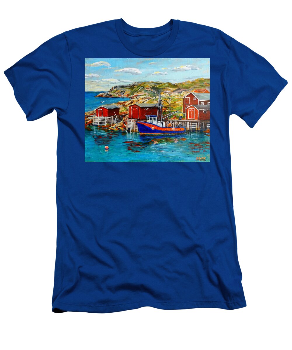 Fogo T-Shirt featuring the painting Fogo Cove by Brent Arlitt