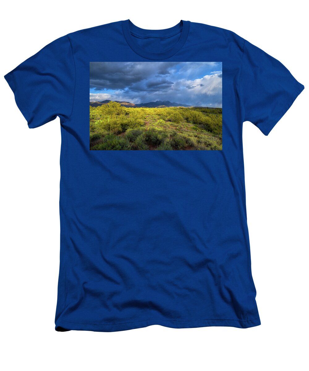 Four Peaks T-Shirt featuring the photograph Four Peaks Rain by Chance Kafka
