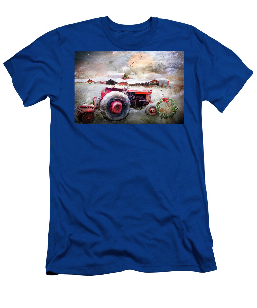 Barn T-Shirt featuring the photograph Full Moon Christmas Eve Farm by Debra and Dave Vanderlaan