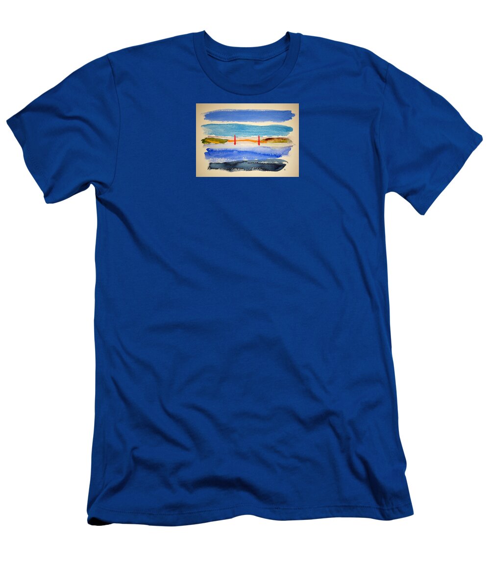 Watercolor T-Shirt featuring the painting Golden Gate Morning by John Klobucher