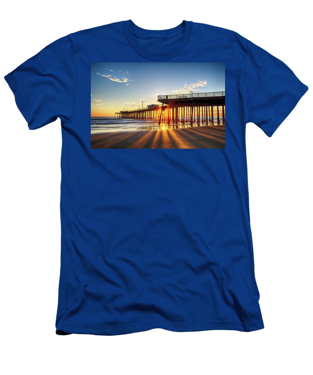 Pismo Beach T-Shirt featuring the photograph Golden Lightshow by Beth Sargent