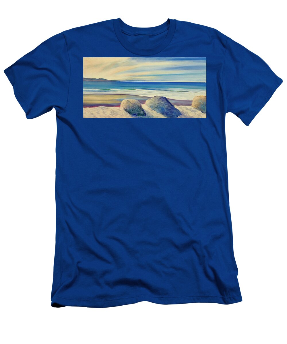 Beach T-Shirt featuring the painting GoodMorningGoleta by Jeffrey Campbell