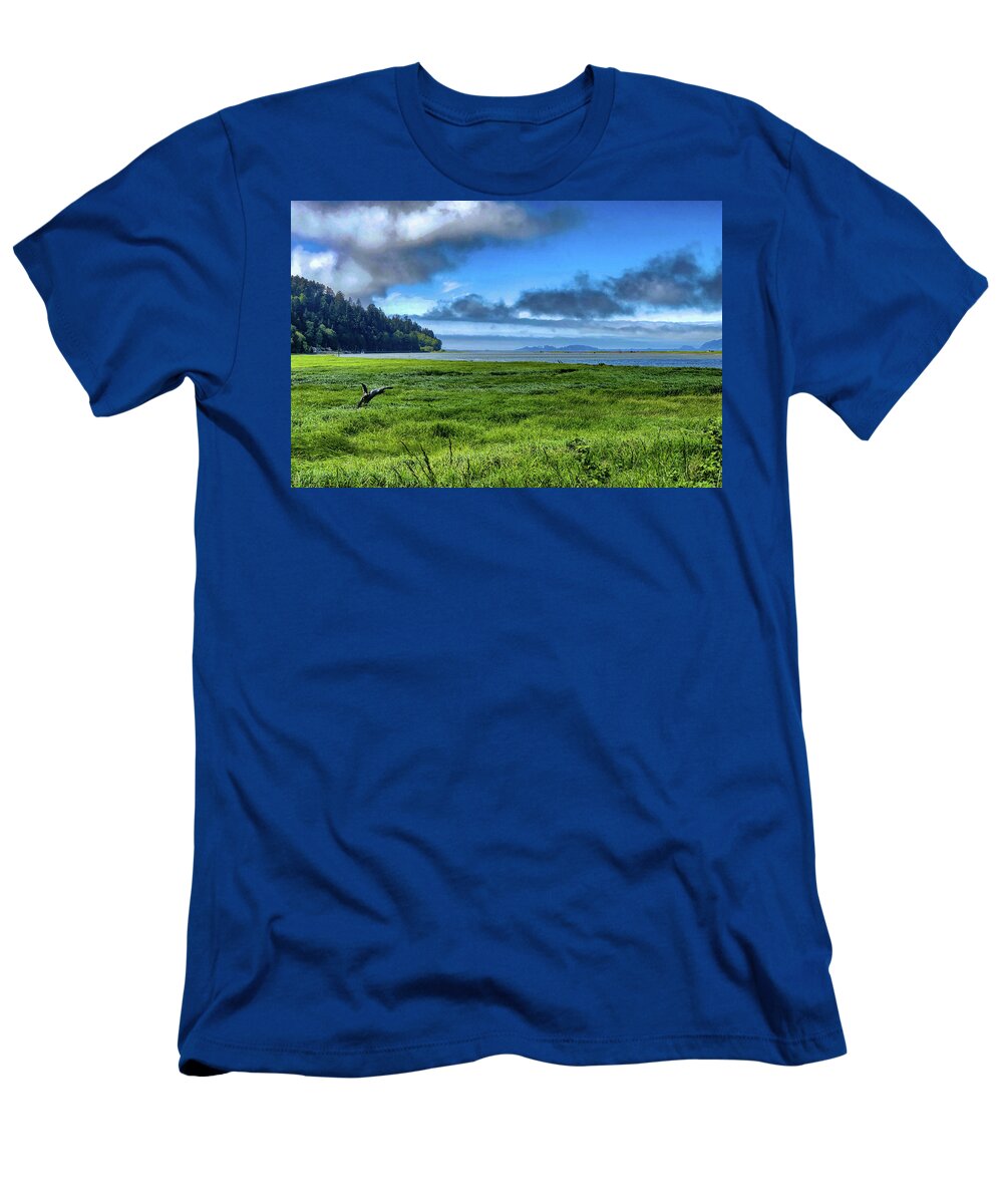 Landscape T-Shirt featuring the digital art Green Reed Sea by Chriss Pagani