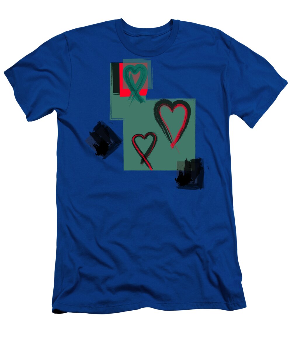 Nicholas Brendon T-Shirt featuring the digital art Heart On You - Blue Combo by Nicholas Brendon