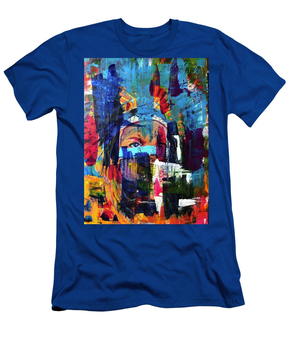 Abstract T-Shirt featuring the painting Hidden - Abstract by Ann Leech
