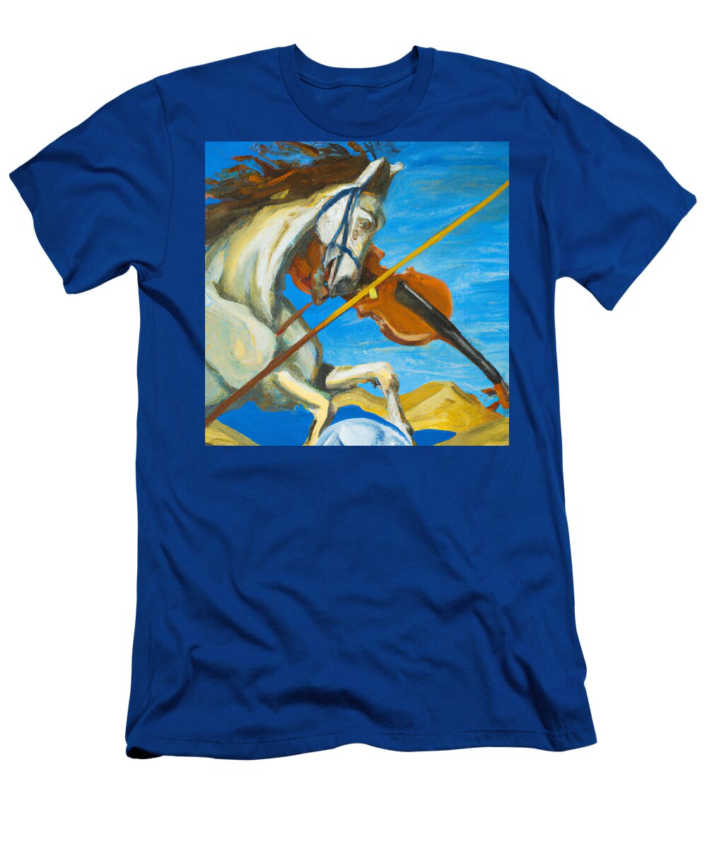  T-Shirt featuring the mixed media Horsefez by Bencasso Barnesquiat