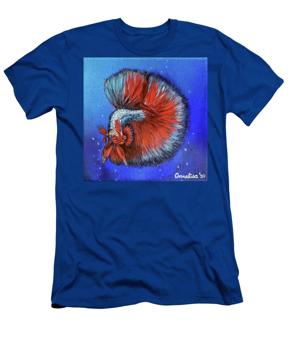 Fish T-Shirt featuring the painting Hugo's Dream by Annalisa Rivera-Franz