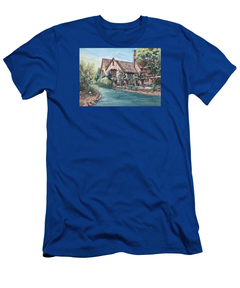 Teal T-Shirt featuring the painting If Fishes Were Wishes color by Mary Palmer