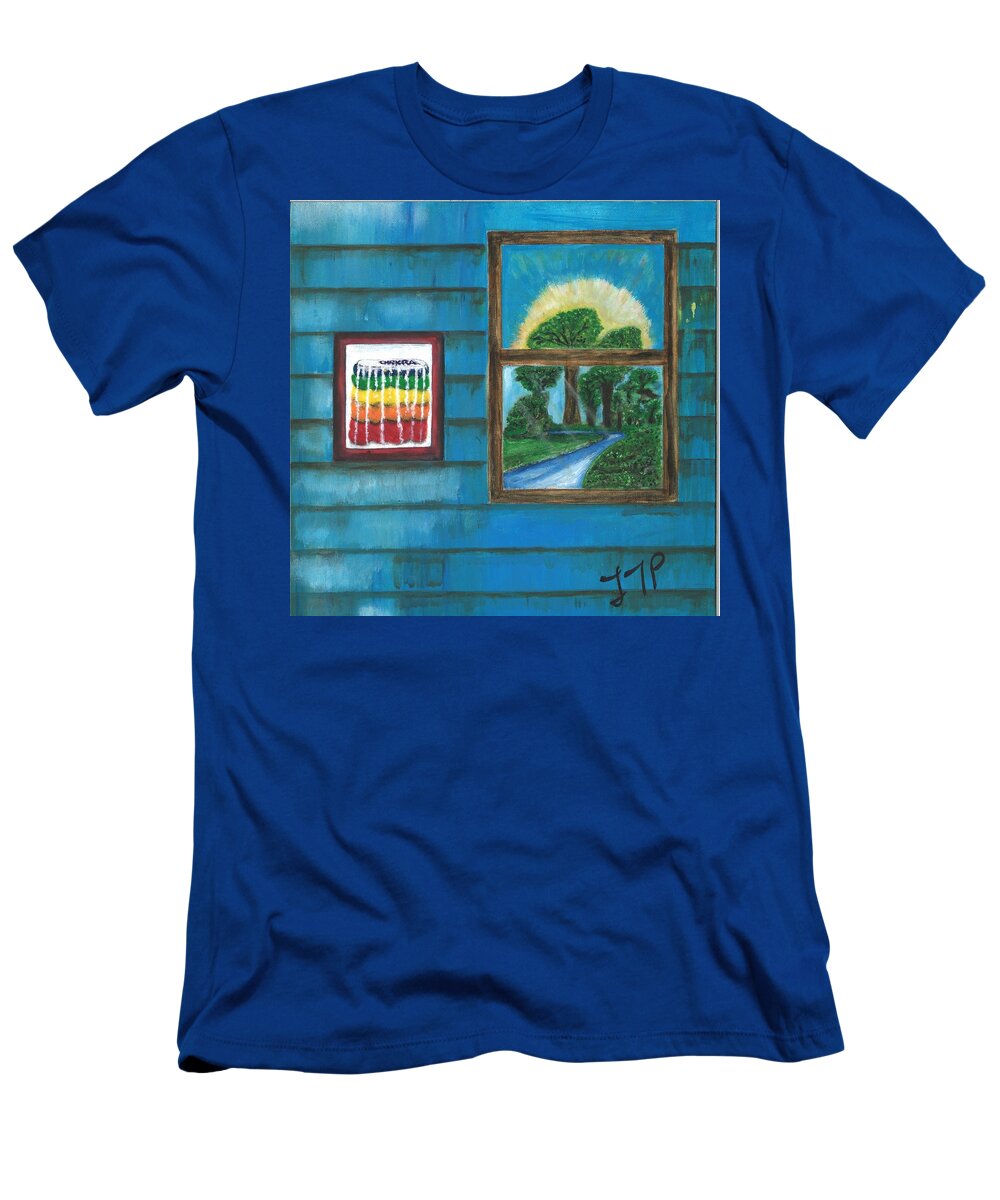 Window T-Shirt featuring the painting Inside Outside by Esoteric Gardens KN