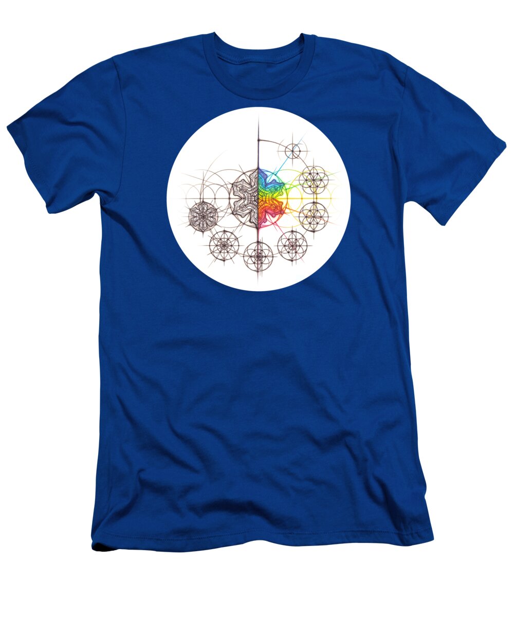 Snowflake T-Shirt featuring the drawing Intuitive Geometry Snowflake with steps Art by Nathalie Strassburg
