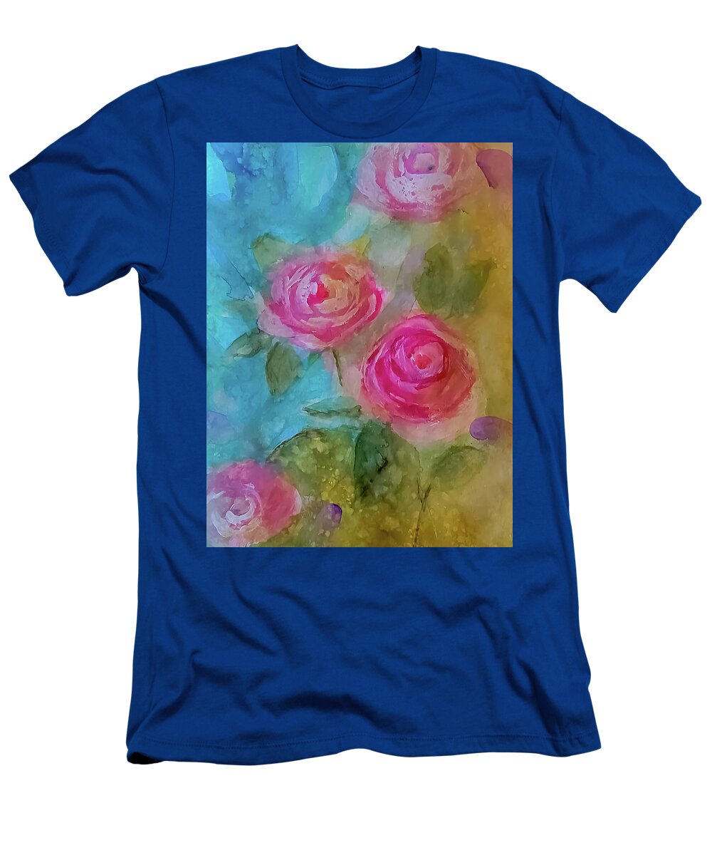 Rose T-Shirt featuring the painting Just a Quick Rose Painting by Lisa Kaiser