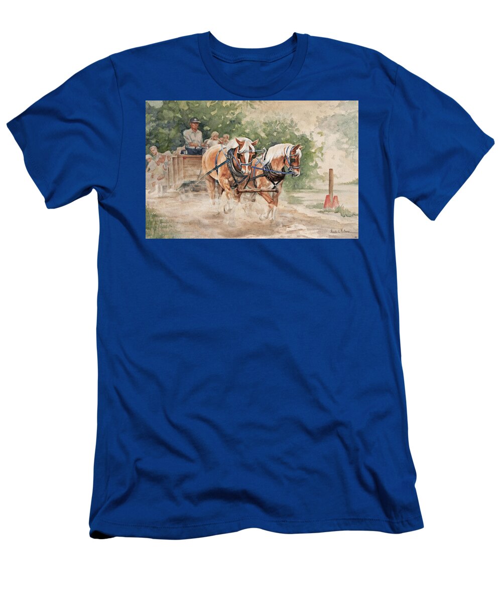 Horses T-Shirt featuring the painting Kickin' Up Dust by Heidi E Nelson