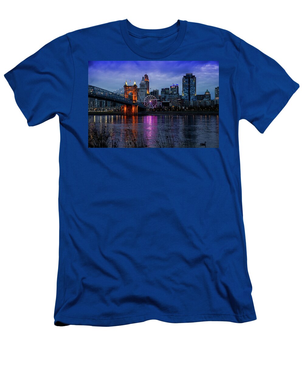 Cincinnati T-Shirt featuring the photograph Light Up Cincinnati by Ed Taylor