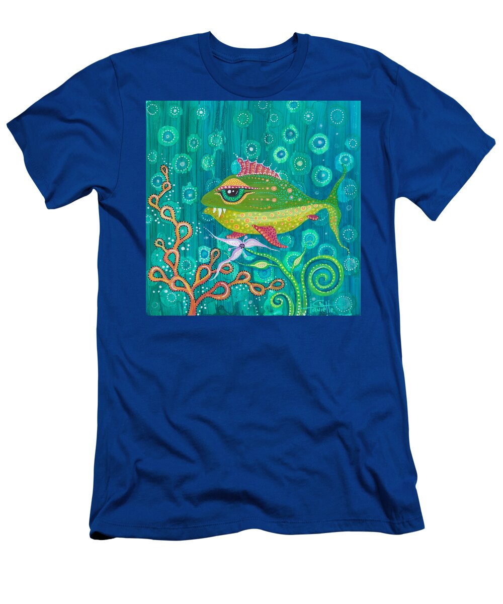 Fish T-Shirt featuring the painting Little Frankie by Tanielle Childers