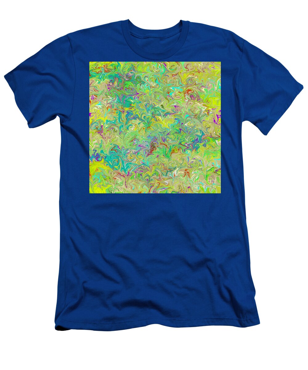 Textile T-Shirt featuring the digital art Marbled Paper in Greens and Blues by Susan Vineyard