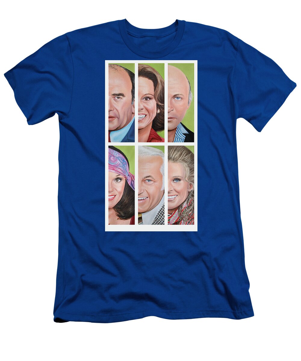 Mary Tyler Moore Show T-Shirt featuring the painting Mary Tyler Moore Show - Set Two by Vic Ritchey