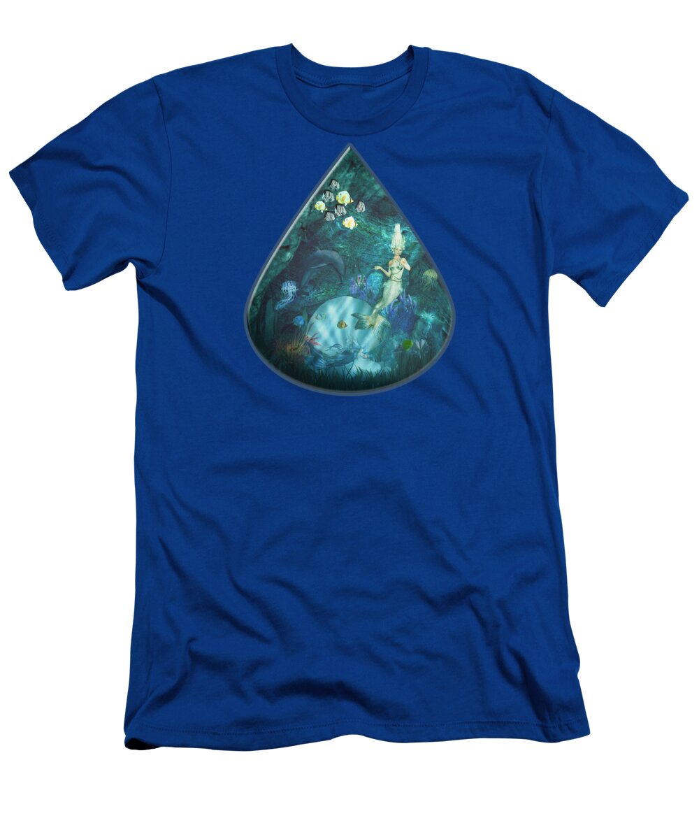 Mermaid Sleeping Grotto T-Shirt featuring the digital art Mermaid's Secret Grotto by Two Hivelys