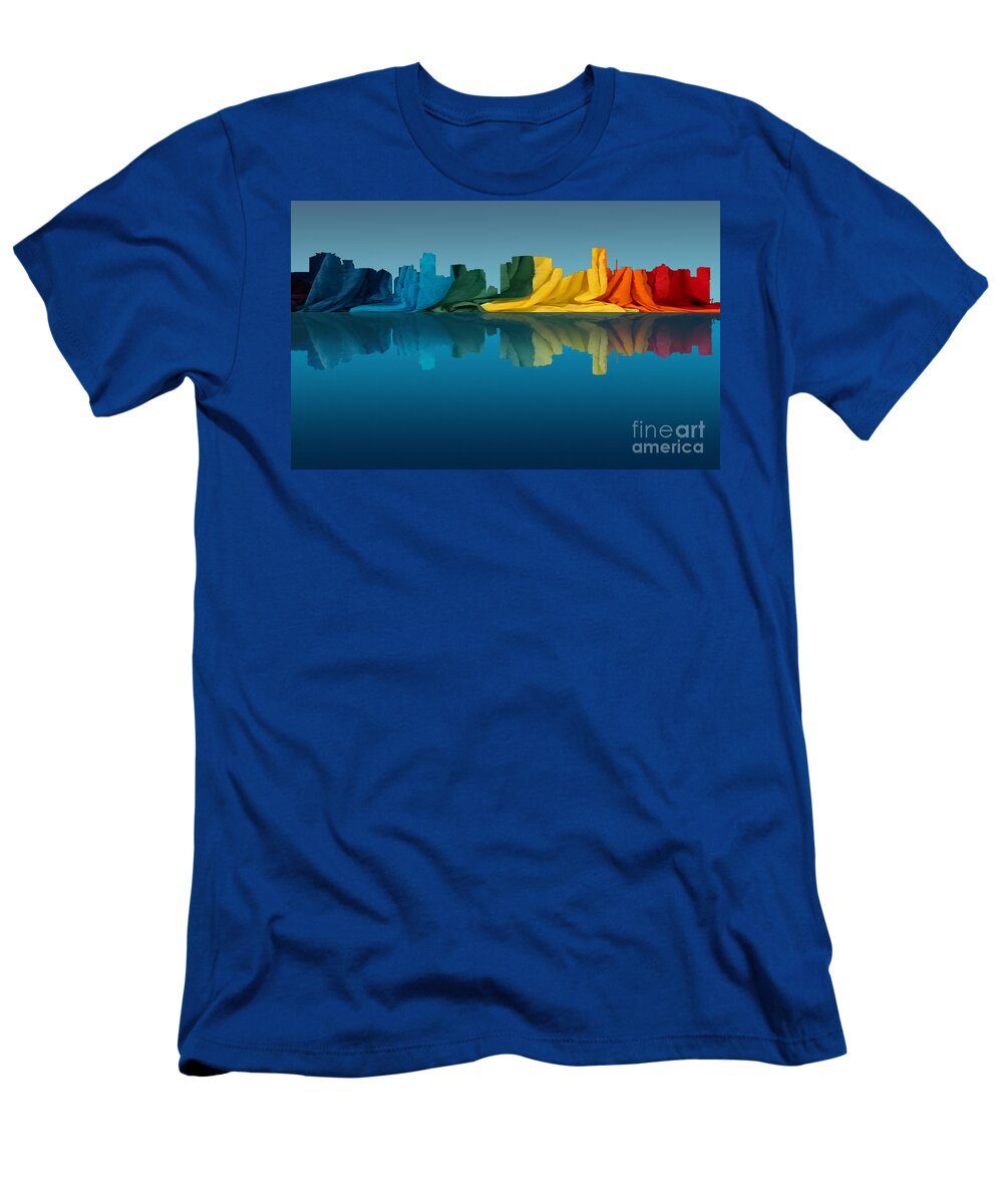 Miami T-Shirt featuring the digital art Miami Pride Skyline by Jerzy Czyz