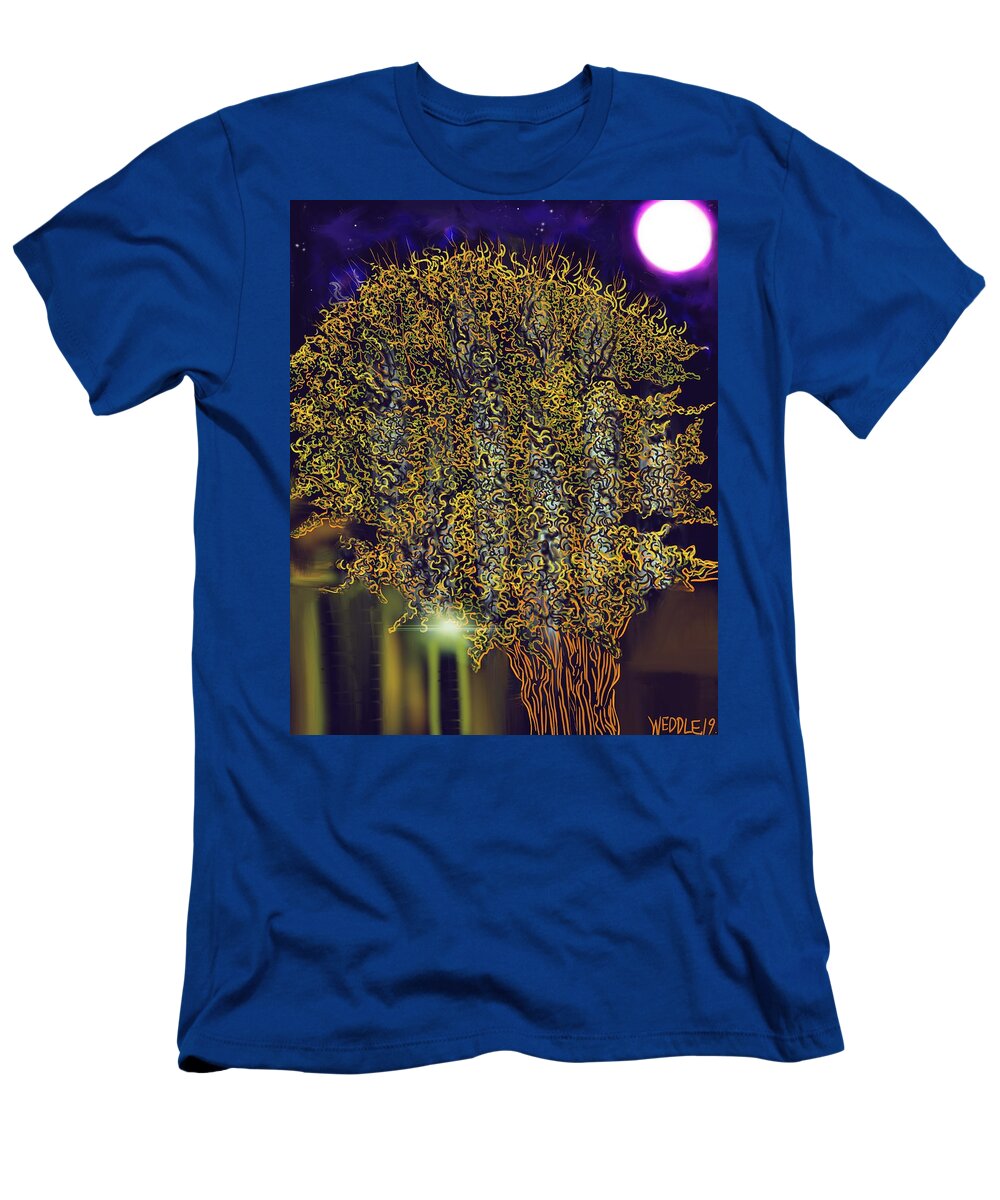Midnight T-Shirt featuring the digital art Midnight Contemplation by Angela Weddle