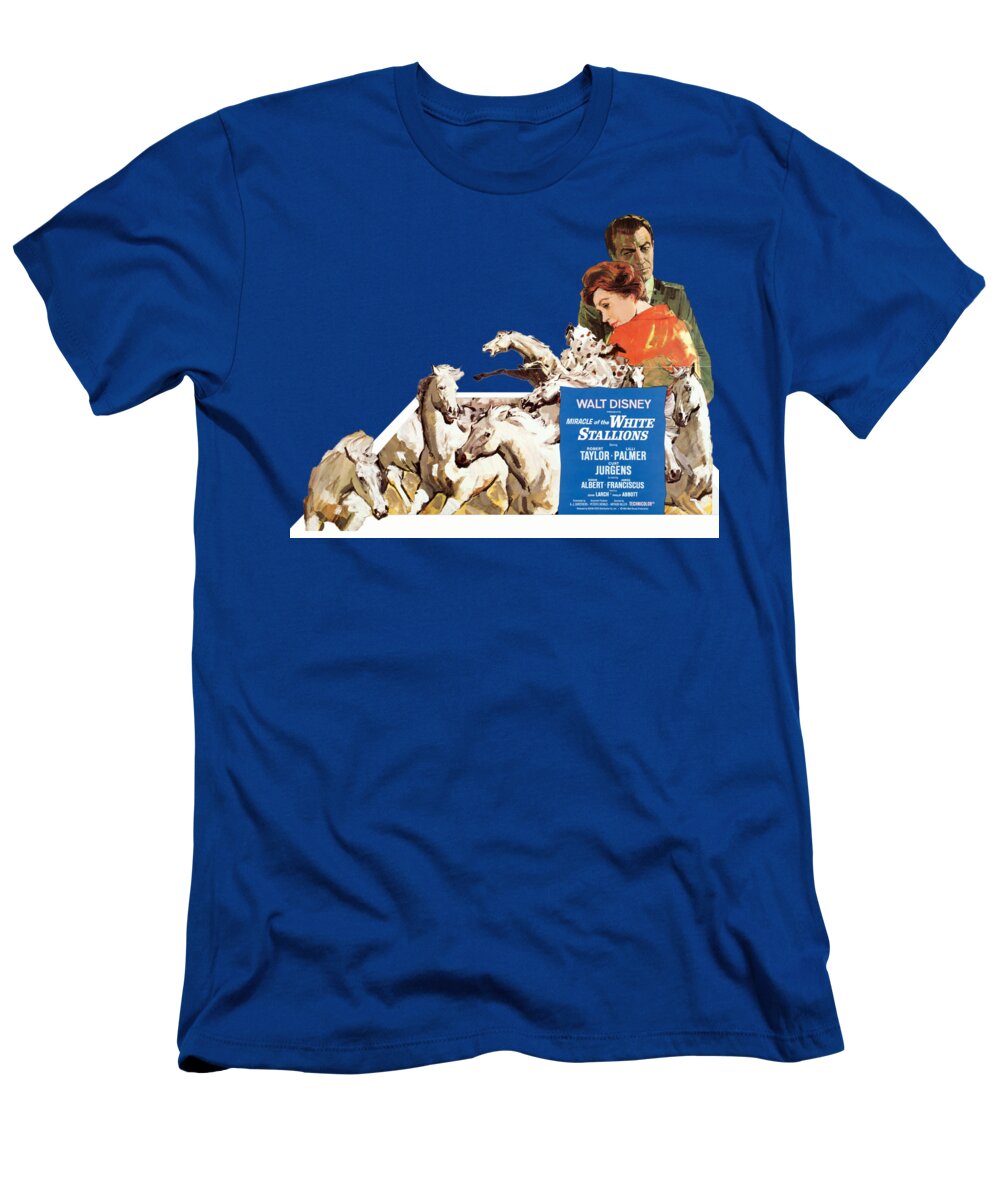 Miracle T-Shirt featuring the mixed media ''Miracle of the White Stallions'', 1963, 3d movie poster by Movie World Posters